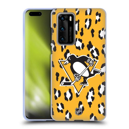 NHL Pittsburgh Penguins Leopard Pattern Soft Gel Case for Huawei P40 5G