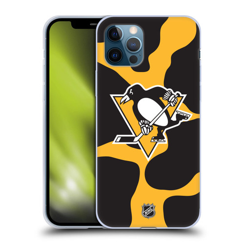 NHL Pittsburgh Penguins Cow Pattern Soft Gel Case for Apple iPhone 12 / iPhone 12 Pro