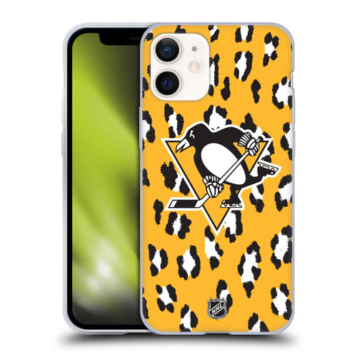 NHL Pittsburgh Penguins Leopard Pattern Soft Gel Case for Apple iPhone 12 Mini