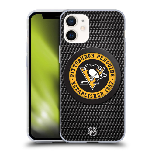 NHL Pittsburgh Penguins Puck Texture Soft Gel Case for Apple iPhone 12 Mini