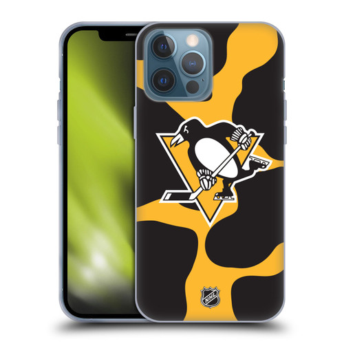 NHL Pittsburgh Penguins Cow Pattern Soft Gel Case for Apple iPhone 13 Pro Max
