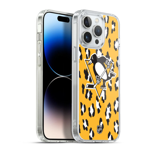 NHL Pittsburgh Penguins Leopard Pattern Soft Gel Case for Apple iPhone 13 Pro Max & MagSafe