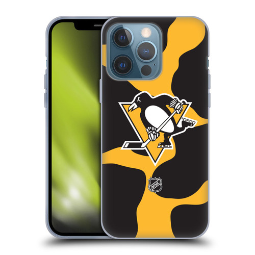 NHL Pittsburgh Penguins Cow Pattern Soft Gel Case for Apple iPhone 13 Pro
