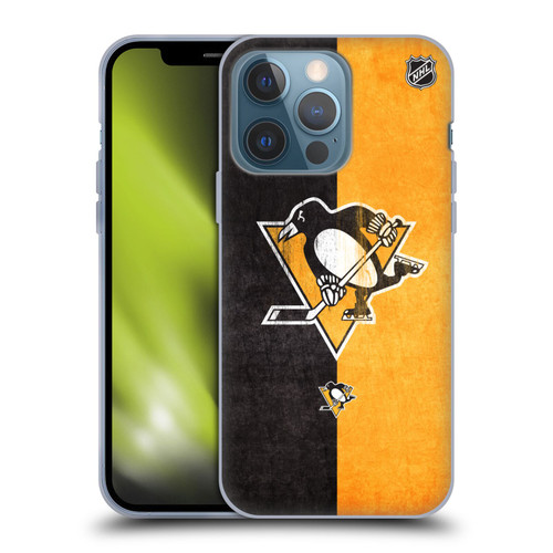 NHL Pittsburgh Penguins Half Distressed Soft Gel Case for Apple iPhone 13 Pro