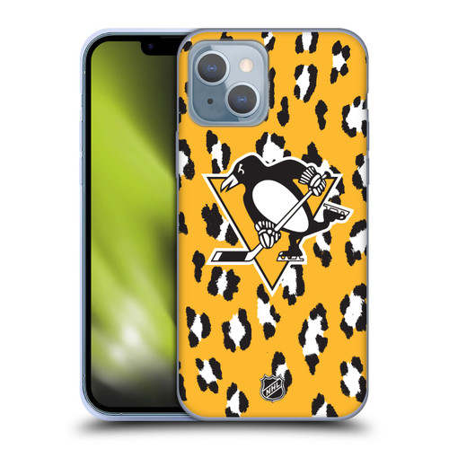 NHL Pittsburgh Penguins Leopard Pattern Soft Gel Case for Apple iPhone 14