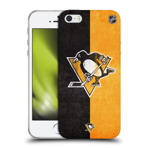 NHL Pittsburgh Penguins Half Distressed Soft Gel Case for Apple iPhone 5 / 5s / iPhone SE 2016