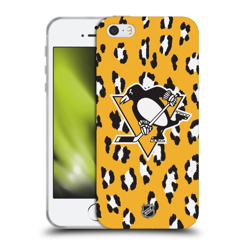 NHL Pittsburgh Penguins Leopard Patten Soft Gel Case for Apple iPhone 5 / 5s / iPhone SE 2016