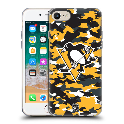 NHL Pittsburgh Penguins Camouflage Soft Gel Case for Apple iPhone 7 / 8 / SE 2020 & 2022