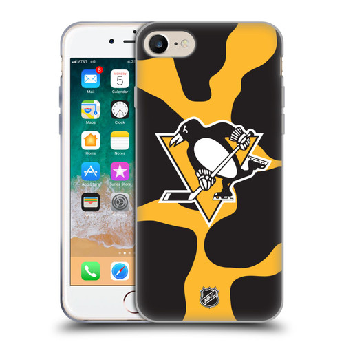NHL Pittsburgh Penguins Cow Pattern Soft Gel Case for Apple iPhone 7 / 8 / SE 2020 & 2022