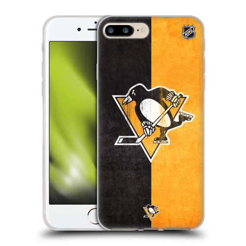 NHL Pittsburgh Penguins Half Distressed Soft Gel Case for Apple iPhone 7 Plus / iPhone 8 Plus