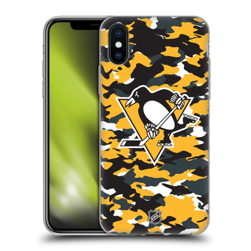 NHL Pittsburgh Penguins Camouflage Soft Gel Case for Apple iPhone X / iPhone XS