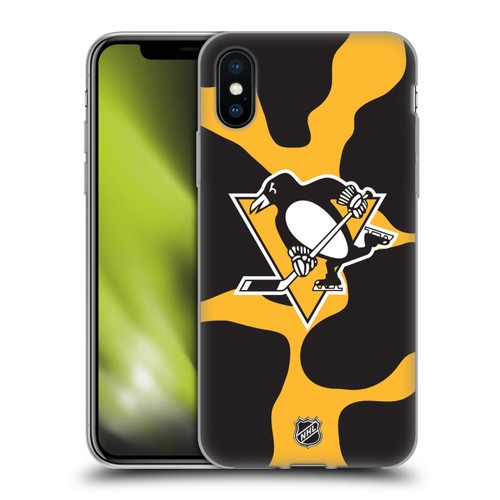 NHL Pittsburgh Penguins Cow Pattern Soft Gel Case for Apple iPhone X / iPhone XS