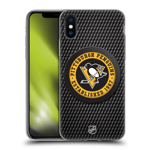 NHL Pittsburgh Penguins Puck Texture Soft Gel Case for Apple iPhone X / iPhone XS