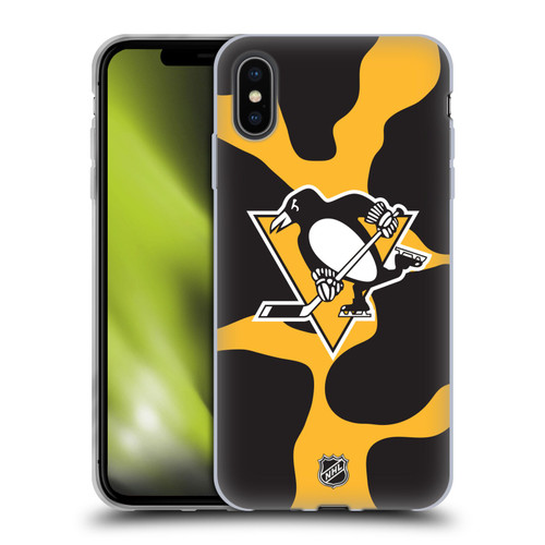 NHL Pittsburgh Penguins Cow Pattern Soft Gel Case for Apple iPhone XS Max