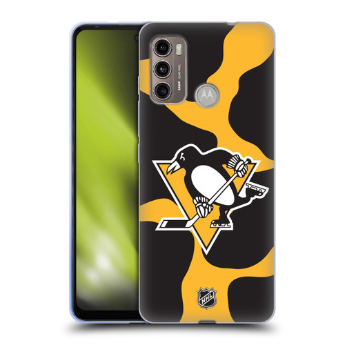 NHL Pittsburgh Penguins Cow Pattern Soft Gel Case for Motorola Moto G60 / Moto G40 Fusion