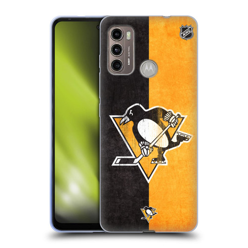 NHL Pittsburgh Penguins Half Distressed Soft Gel Case for Motorola Moto G60 / Moto G40 Fusion