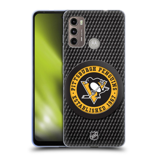 NHL Pittsburgh Penguins Puck Texture Soft Gel Case for Motorola Moto G60 / Moto G40 Fusion