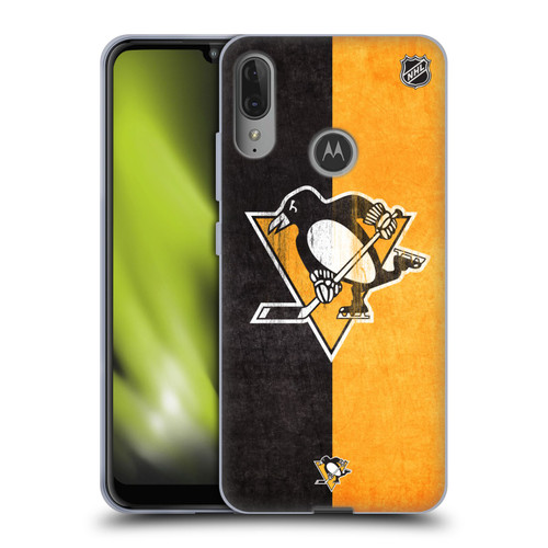 NHL Pittsburgh Penguins Half Distressed Soft Gel Case for Motorola Moto E6 Plus