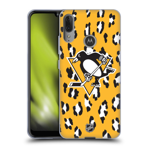 NHL Pittsburgh Penguins Leopard Patten Soft Gel Case for Motorola Moto E6 Plus