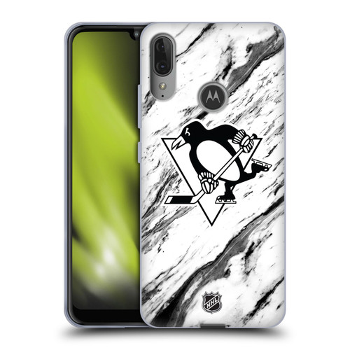 NHL Pittsburgh Penguins Marble Soft Gel Case for Motorola Moto E6 Plus