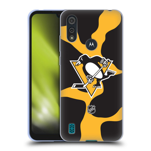 NHL Pittsburgh Penguins Cow Pattern Soft Gel Case for Motorola Moto E6s (2020)