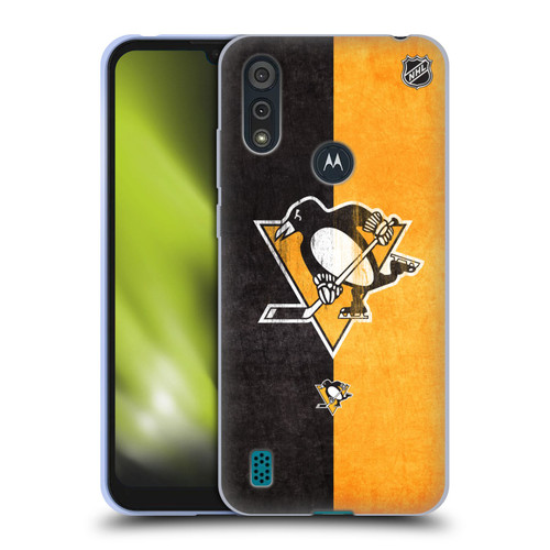 NHL Pittsburgh Penguins Half Distressed Soft Gel Case for Motorola Moto E6s (2020)