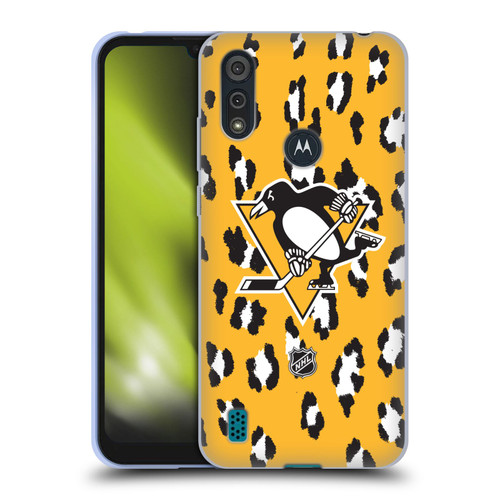 NHL Pittsburgh Penguins Leopard Pattern Soft Gel Case for Motorola Moto E6s (2020)