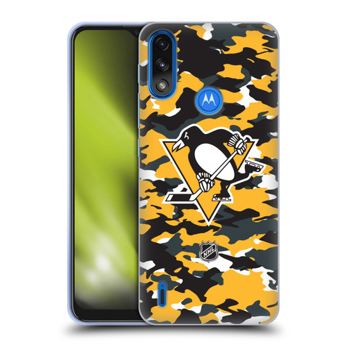NHL Pittsburgh Penguins Camouflage Soft Gel Case for Motorola Moto E7 Power / Moto E7i Power