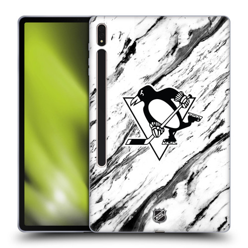 NHL Pittsburgh Penguins Marble Soft Gel Case for Samsung Galaxy Tab S8 Plus