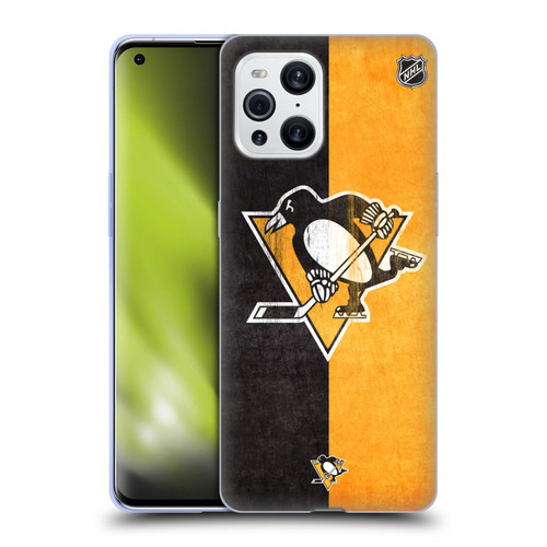 NHL Pittsburgh Penguins Half Distressed Soft Gel Case for OPPO Find X3 / Pro