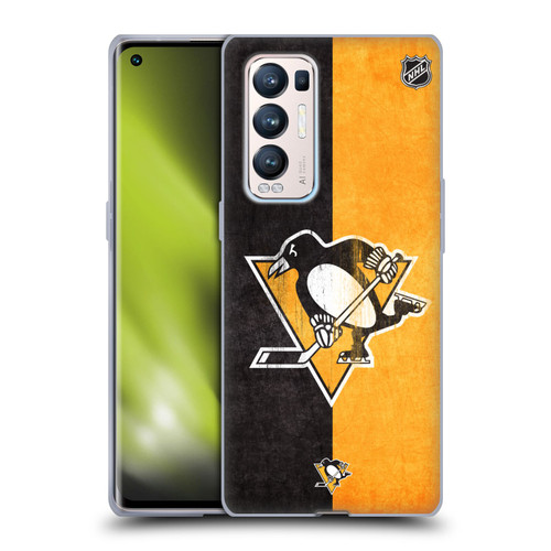 NHL Pittsburgh Penguins Half Distressed Soft Gel Case for OPPO Find X3 Neo / Reno5 Pro+ 5G