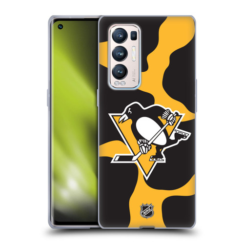 NHL Pittsburgh Penguins Cow Pattern Soft Gel Case for OPPO Find X3 Neo / Reno5 Pro+ 5G
