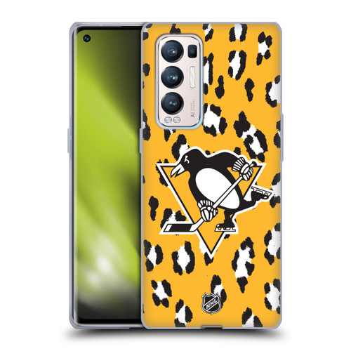 NHL Pittsburgh Penguins Leopard Pattern Soft Gel Case for OPPO Find X3 Neo / Reno5 Pro+ 5G