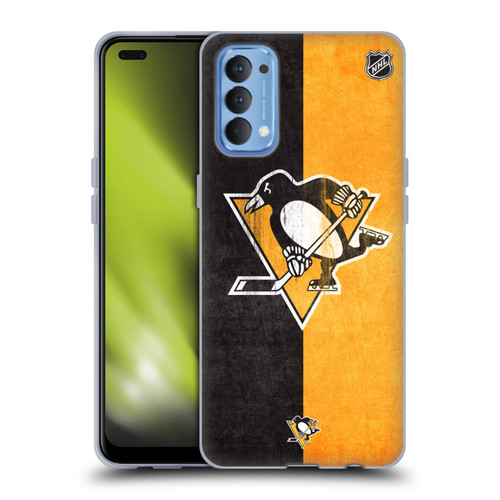 NHL Pittsburgh Penguins Half Distressed Soft Gel Case for OPPO Reno 4 5G