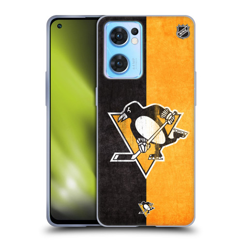 NHL Pittsburgh Penguins Half Distressed Soft Gel Case for OPPO Reno7 5G / Find X5 Lite