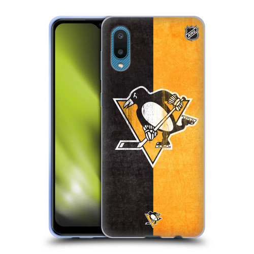 NHL Pittsburgh Penguins Half Distressed Soft Gel Case for Samsung Galaxy A02/M02 (2021)