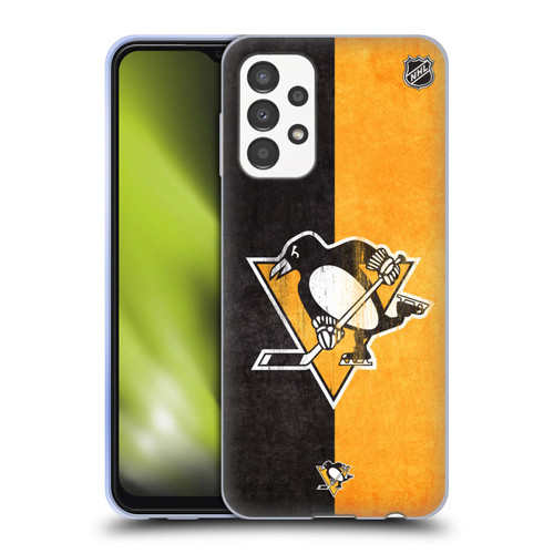 NHL Pittsburgh Penguins Half Distressed Soft Gel Case for Samsung Galaxy A13 (2022)