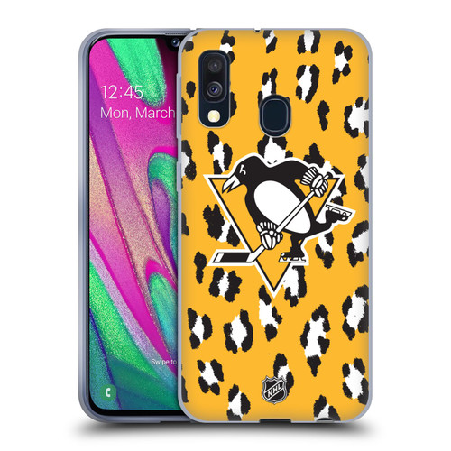 NHL Pittsburgh Penguins Leopard Pattern Soft Gel Case for Samsung Galaxy A40 (2019)