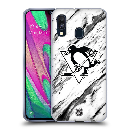 NHL Pittsburgh Penguins Marble Soft Gel Case for Samsung Galaxy A40 (2019)
