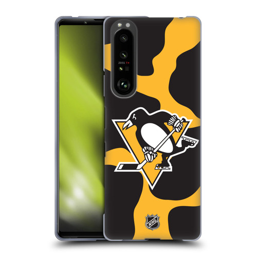 NHL Pittsburgh Penguins Cow Pattern Soft Gel Case for Sony Xperia 1 III