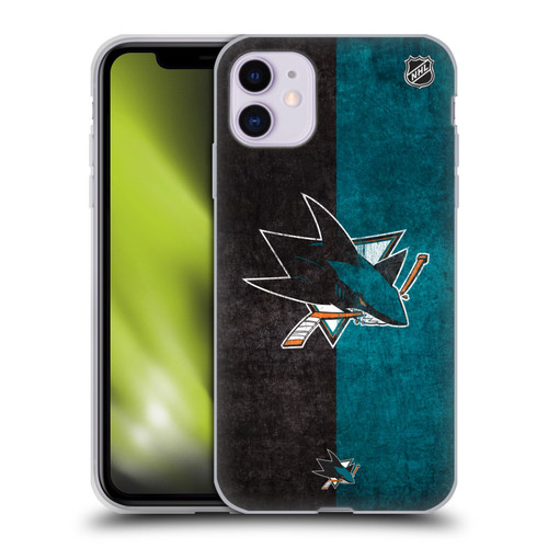 NHL San Jose Sharks Half Distressed Soft Gel Case for Apple iPhone 11