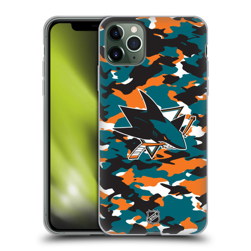 NHL San Jose Sharks Camouflage Soft Gel Case for Apple iPhone 11 Pro Max