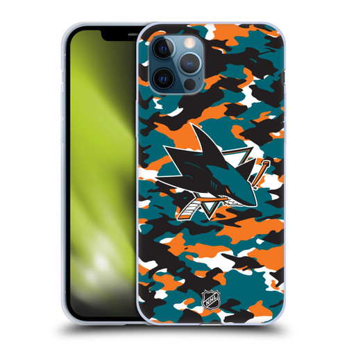 NHL San Jose Sharks Camouflage Soft Gel Case for Apple iPhone 12 / iPhone 12 Pro