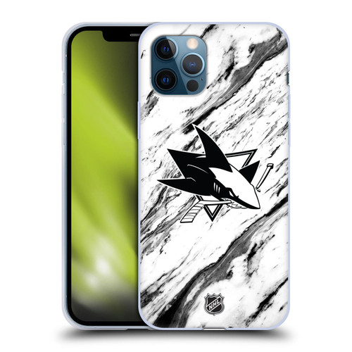 NHL San Jose Sharks Marble Soft Gel Case for Apple iPhone 12 / iPhone 12 Pro