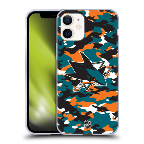 NHL San Jose Sharks Camouflage Soft Gel Case for Apple iPhone 12 Mini