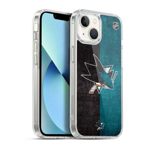 NHL San Jose Sharks Half Distressed Soft Gel Case for Apple iPhone 13