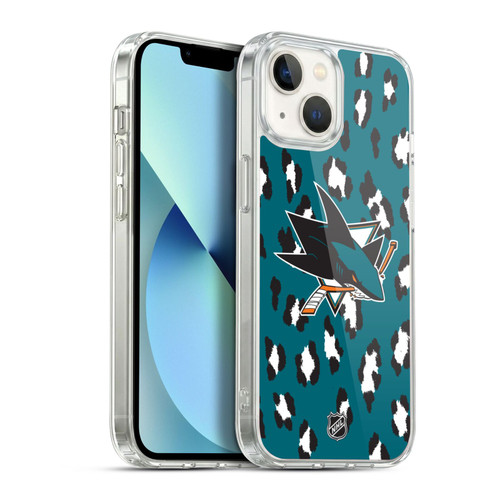 NHL San Jose Sharks Leopard Pattern Soft Gel Case for Apple iPhone 13