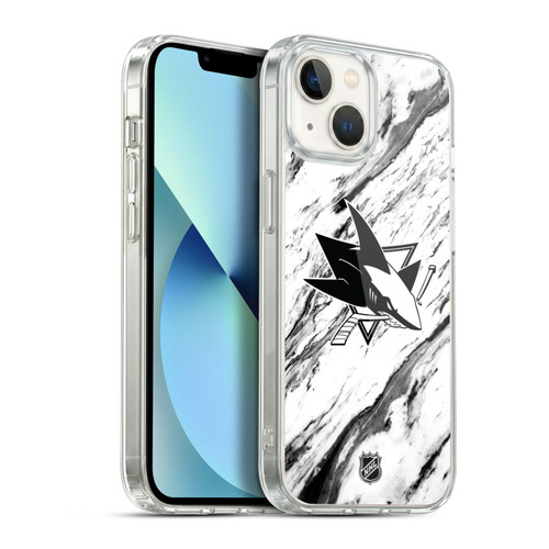 NHL San Jose Sharks Marble Soft Gel Case for Apple iPhone 13