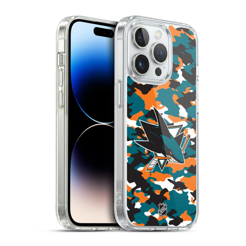 NHL San Jose Sharks Camouflage Soft Gel Case for Apple iPhone 13 Pro