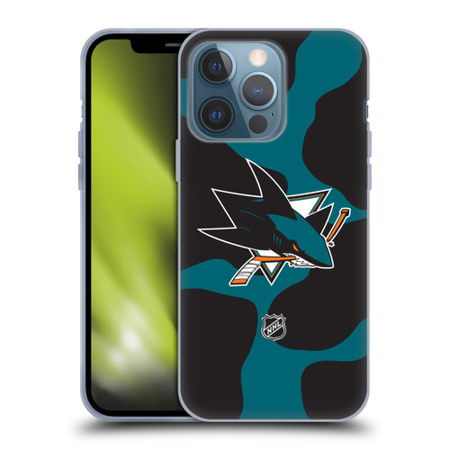 NHL San Jose Sharks Cow Pattern Soft Gel Case for Apple iPhone 13 Pro